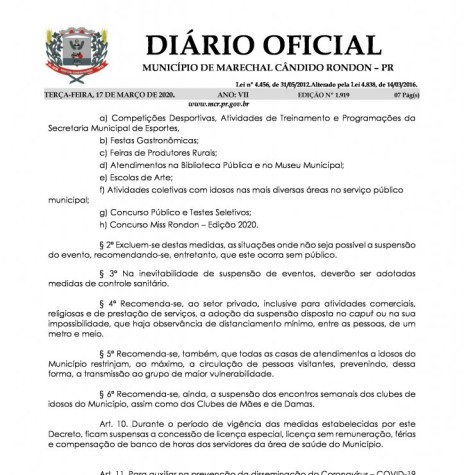 || Página 4 do Decreto nº 071/2020, assinado pelo Poder Executivo de Marechal Cândido Rondon.
Imagem: Acervo Diário Eletrônico do Município - FOTO 18 - 