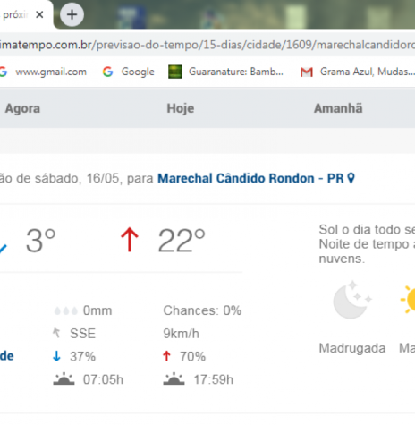 || Previsão de temperatura mínima média da empresa Climatempo para a cidade de Marechal Cândido Rondon. Imagem: Acervo Climatempo - FOTO  13 -