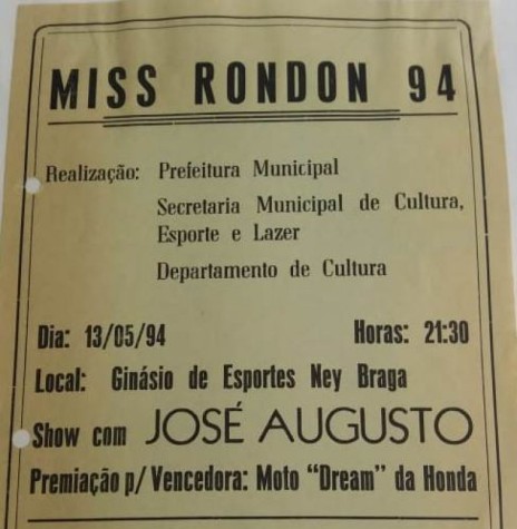 || Capa do álbum do Miss Marechal Cândido Rondon 1994.
Imagem: Acervo Secretaria Municipal de Cultura - FOTO 14 -