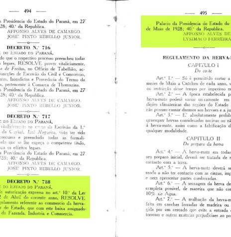 || Página 1 do Decreto nº 718, de 27 de maio de 1928. 
Imagem: Acervo Arquivo Público do Paraná - FOTO 3 -