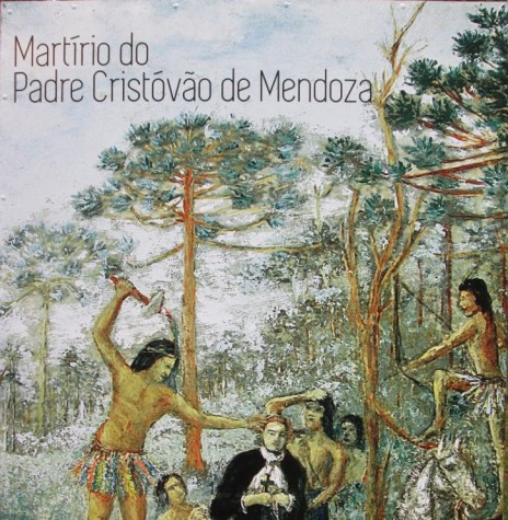 || Representação do martírio do jesuíta Cristóvão de Mendonça, no Campo dos Bugres,  junto ao arroio Ibiá, em abril de 1635.
Imagem: Acervo Imagens Missioneiras - FOTO 2 - 