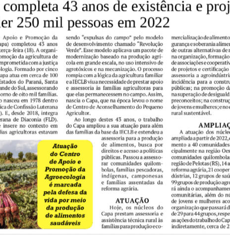 || Reportagem do jornal rondonense O Presente referente aos 43 anos da Capa, em maio de 2021.
Imagem: Acervo do Informativo - FOTO 5 - 