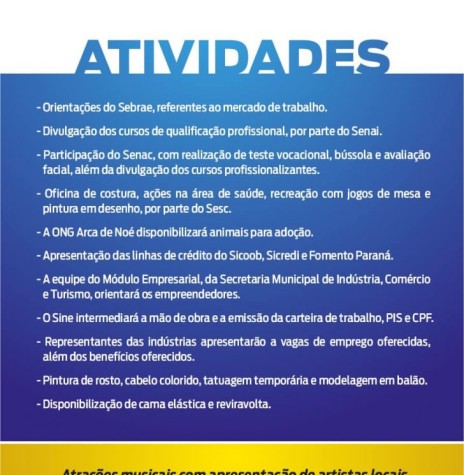 Agenda programática da 1ª ExpoMei e Feira de Emprego de Marechal Cândido Rondon, em dezembro de 2021.
Imagem: Acervo Imprensa PM-MCR - FOTO 28 - 
