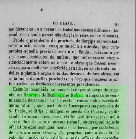 || Informação sobre a disposição do Governo Imperial em implementar um caminho entre Guarapuava até às margens do Rio Paraná, em maio de 1847.
Imagem: Acervo Biblioteca Nacional Digital - FOTO 1 - 