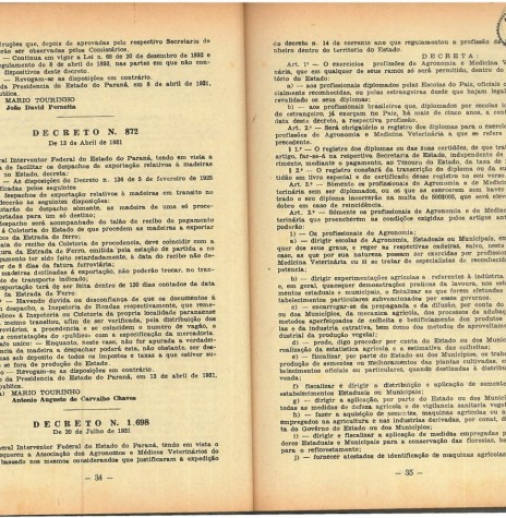 || Parte finnal
 da publicação do Decreto nº 800, do Governo do Paraná, de abril de  1931.
Imagem: Acervo Arquivo Público do Paraná - FOTO 5