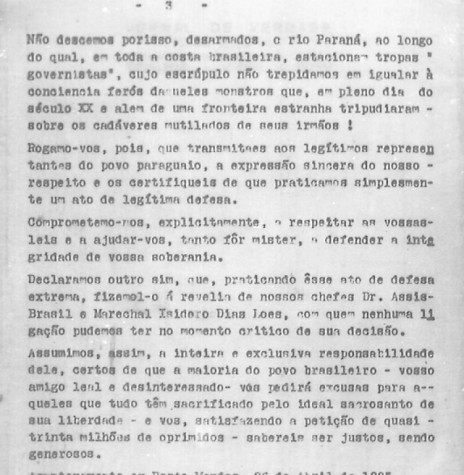 || Página final do Boletim nº 7 da Divisão Revolucionária.
Imagem: Acervo Memória Rondonense - FOTO 8 - 