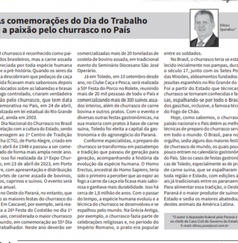 || Artigo do deputado federal Dilceu Sperafico publicado no jornal rondonense 