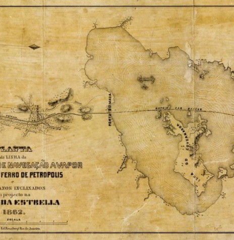 || Mapa da 1ª linha ferroviária no Brasil com a extensão para a cidade de Petrópolis.
Imagem: Acervo 