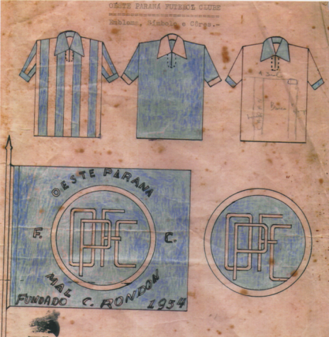 || Detalhes do uniforme, bandeira e símbolo do extinto Oeste Paraná Futebol  Clube de Marechal Cândido Rondon. 
Imagem: Acervo Liga Rondonense de Esportes - Gentileza: Marcio Andrei Rauber - FOTO 4 - 