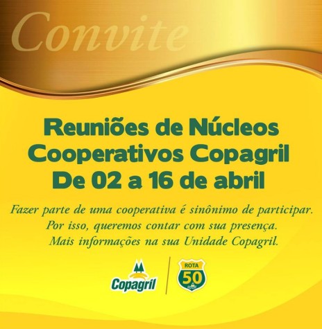 || Convite da Copagril para as reuniões dos núcleos cooperativos 2019. 
Imagem: Acervo Comunicação Copagril - FOTO 16
 - 