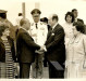 Presidente João Figueiredo e esposa Dulce Maria de Guimarães 
 Castro (à esquerda) recepcionando Alfredo Stroessner, do Paraguai, e esposa Ligía Mora, durante a solenidade de abertura do vertedouro de Itaipu. 
Imagem: Acervo Wagner Dias - Foz do Iguaçu.