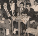 Jovens pioneiros rondonenses. 
Da esquerda a direita: Erci Sturm, Ivo Pöttker, Orlando Miguel Sturm, Gernot Reuter e Alfredo Bausewein, fotografados durante baile no extinto Salão Wayhs. 