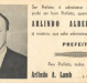 Santinho da campanha eleitoral de Arlindo Alberto Lamb a primeiro prefeito de Marechal Cândido Rondon.
