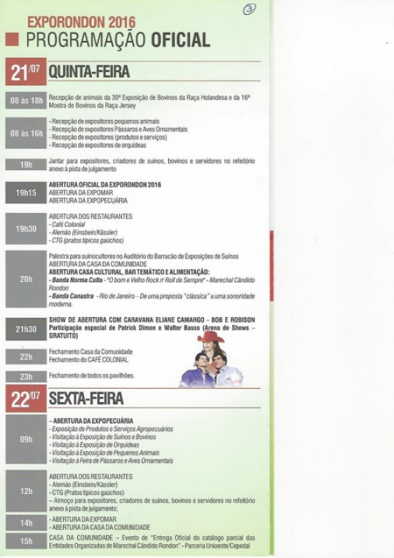 Segunda página interna da agenda programática da ExpoRondon 2016