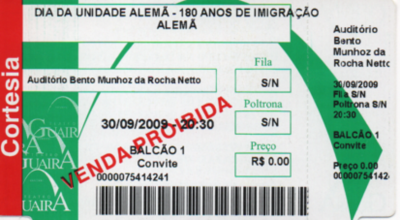 Ingresso para o evento do Dia da Unidade Alemã.