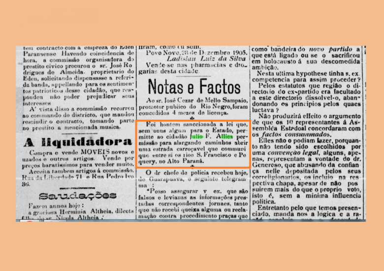 Nota informativa publicada no extinto jornal curitibano 