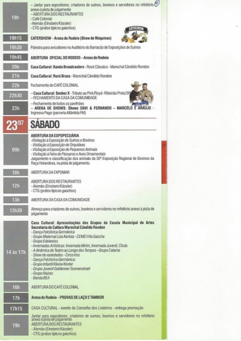 Terceira página interna da agenda programática da ExpoRondon 2016.