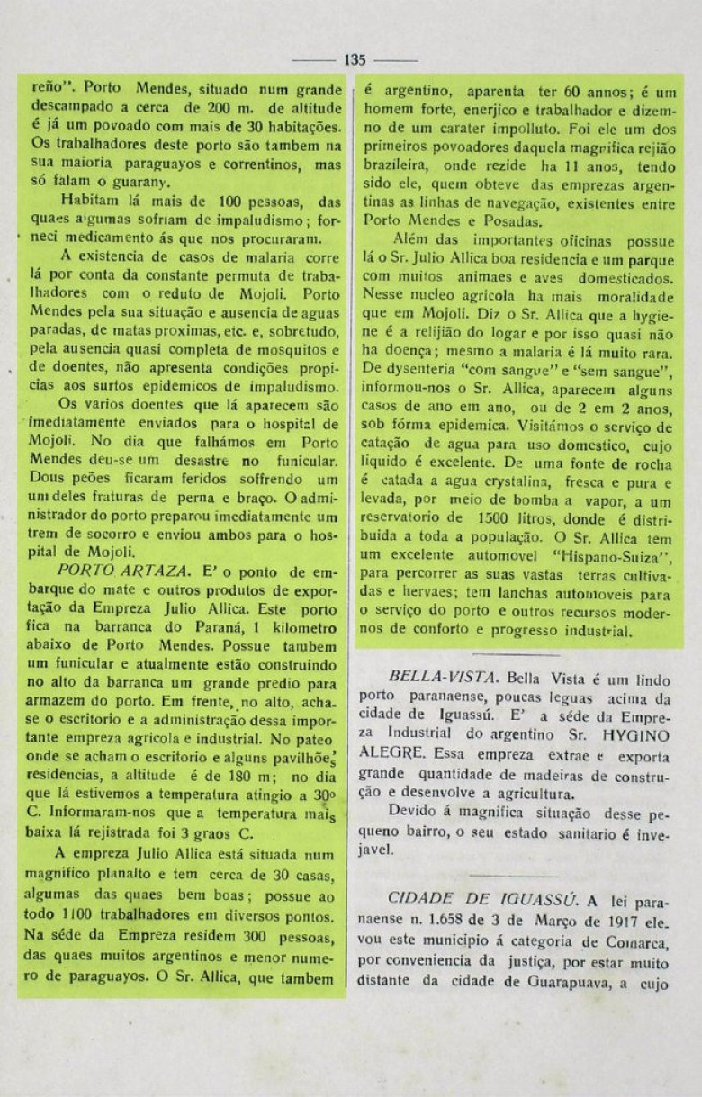 Continuação do relato detalhado sobre  empresa  e o empresário Julio Tomas Allica e sobre o vapor 