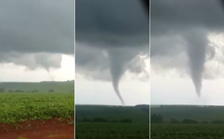 Começo da formação do tornado que atingiu a cidade de  Marechal  Cândido Rondon, em 19 de novembro de 2015. 
Autor da imagem: Não identificado. 