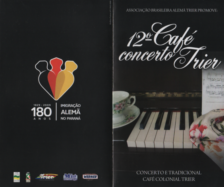Capa e contracapa do convite para o 12º Café Concerto Trier, na cidade de Rio Negro. 