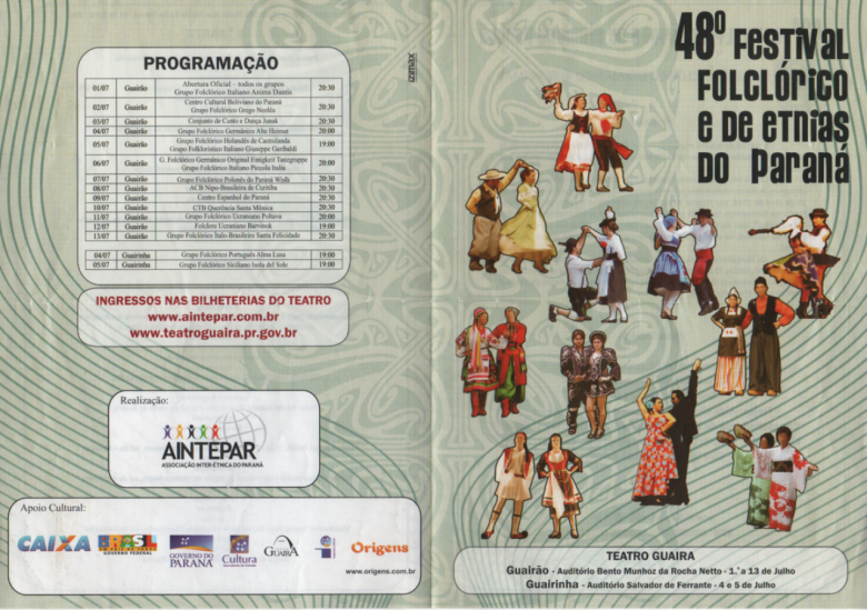 Capa e contracapa do folder do 48º  Festival Folclórico e de Etnias do Paraná. 