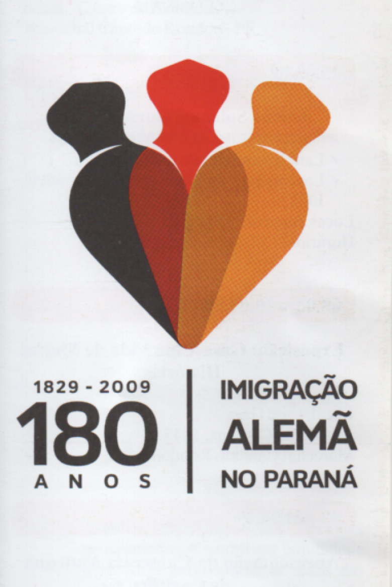 Capa do folder com a agenda programática  das comemorações alusivas aos 180 Anos da Imigração Alemã no Paraná.
Elaboração da logomarca da efeméride: G8 Design - Curitiba