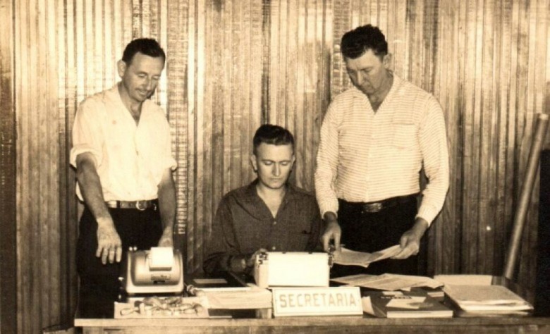 Arlindo Alberto Lamb, Osvino Lemke e Henrique Sturm, da esquerda à direita.