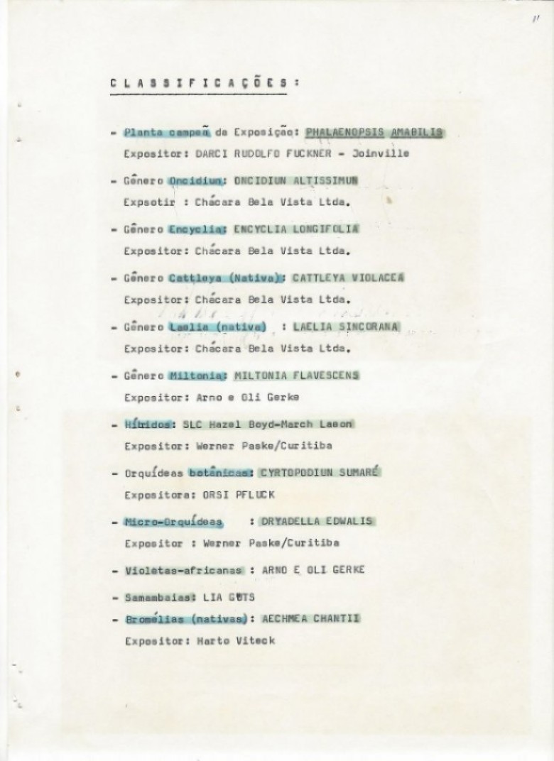 Classificações das plantas expostas. 
Imagem: Acervo Memória Rondonense. 