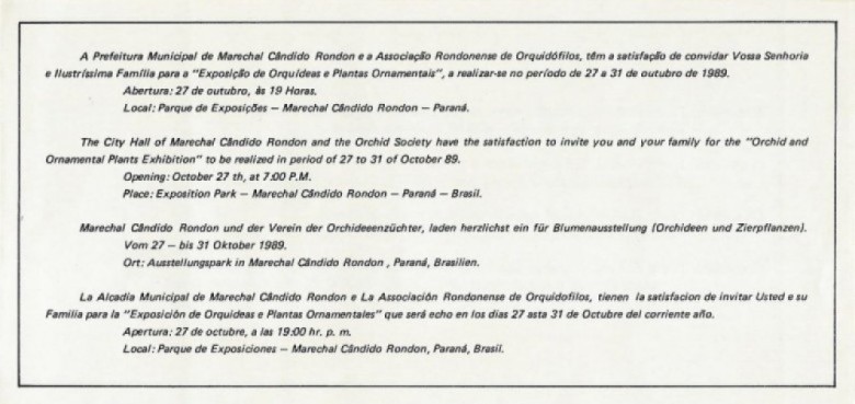 Texto do convite impresso na terceira página do convite dobrável. 
Imagem: Acervo Memória Rondonense.