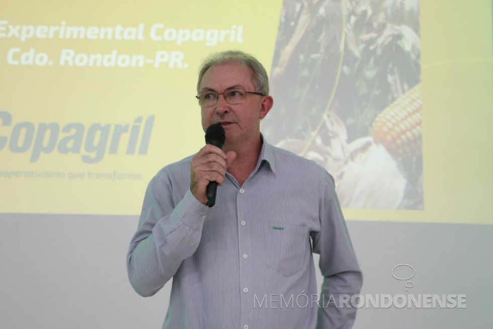 || Eloi Darci Podkowa, diretor-presidente da Cooperativa Agroindustrial Copagril, fazendo a abertura do Seminário Soja e milho 2023, em maio de 2023.
Imagem: Acervo Comunicaçao Copagril - FOTO 18 - 