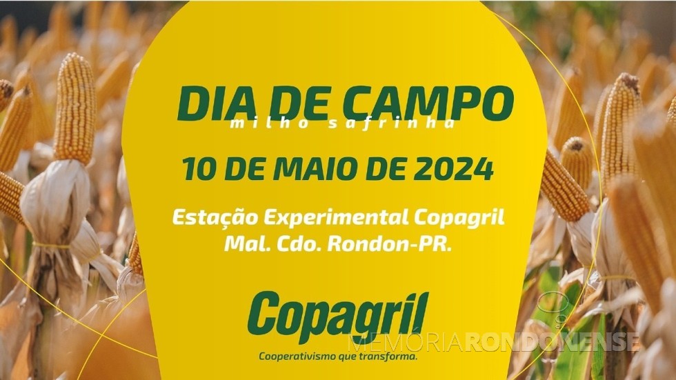|| Convite para o Dia de Campo - Safrinha de Milho Copagril 2024.
Imagem: Acervo Comunicação Copagril - FOTO 26 - 