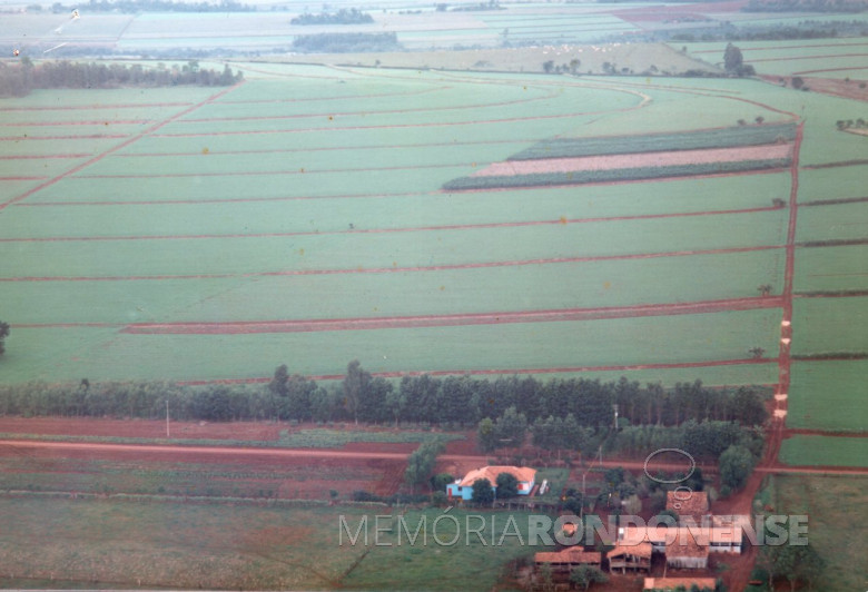 Vista aérea da propriedade do casal Adolfo Oscar Kunzler na Linha São Carlos, no distrito rondonense de Porto Mendes.