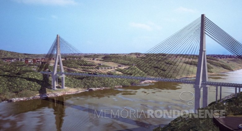 Projeção da Ponte da Integração depois de concluída.
Imagem: Acervo Revista 100 Fronteiras - Foz do Iguaçu.