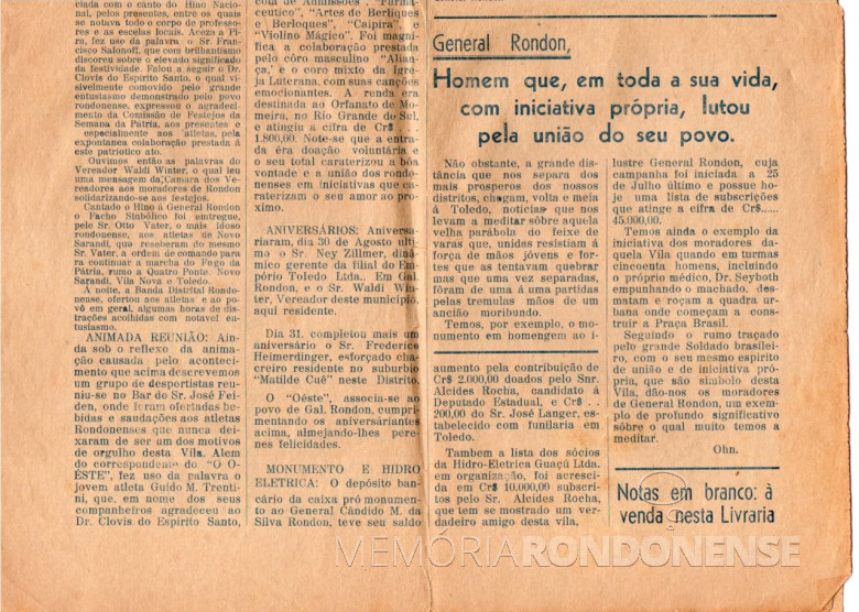 Página (inferior) no extinto jornal