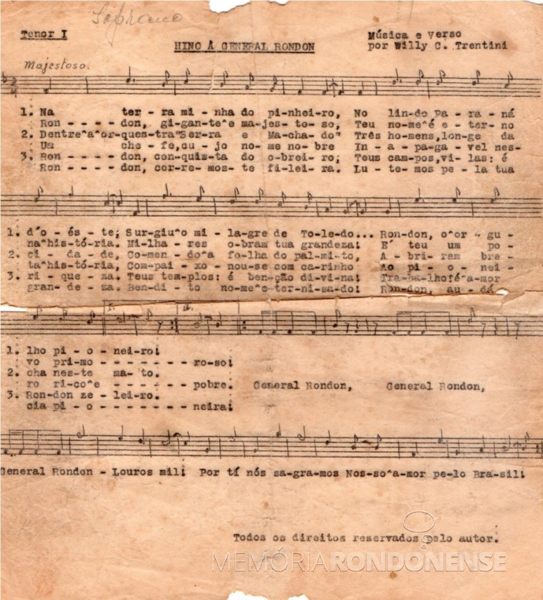 Partitura para tenor I, com anotação para soprano.