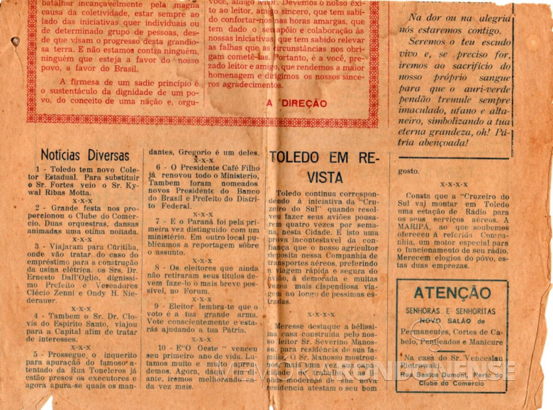 Parte inferior da capa da edição comemorativa de um ano do então jornal 