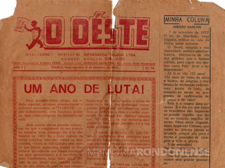 Parte superior da capa da edição comemorativa de um ano do então jornal
