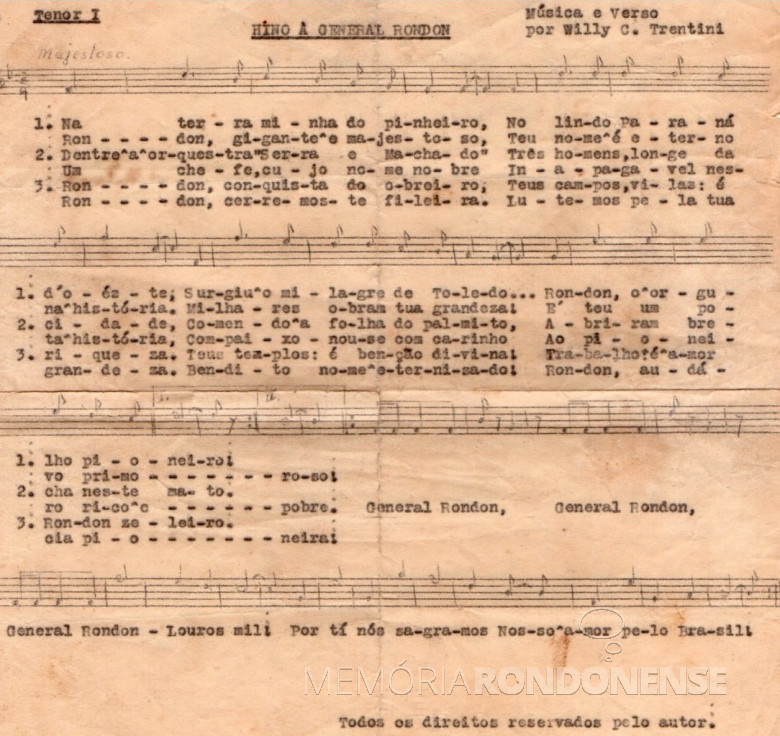 Partitura original para tenor sem anotação de soprano.
