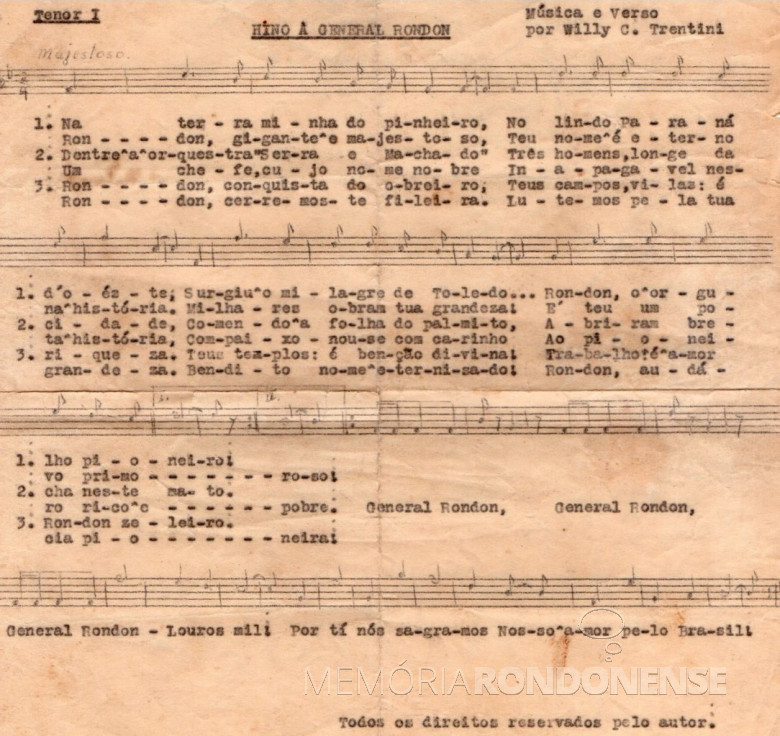 Partitura original para tenor sem anotação de soprano. 
