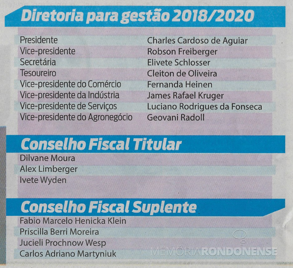 || Composição da diretoria da ACIM gestão 2018/2020.
Imagem: Acervo O Presente - FOTO 28 -