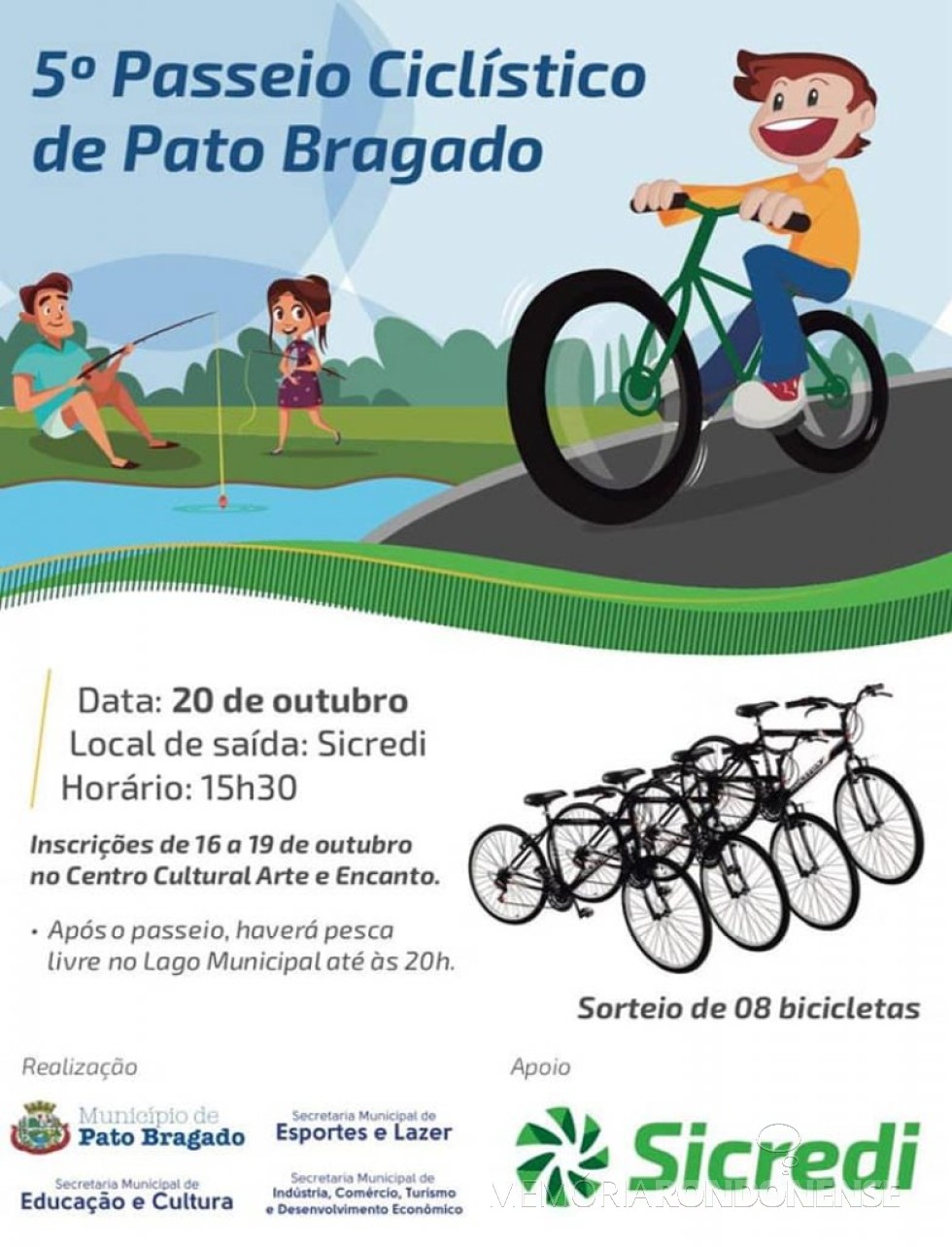 || Cartaz convite do 5º Passeio Ciclístico de Pato Bragado, em outubro de 2018. 
Imagem: Acervo Imprensa PM-Pato Bragado - FOTO 31 - 