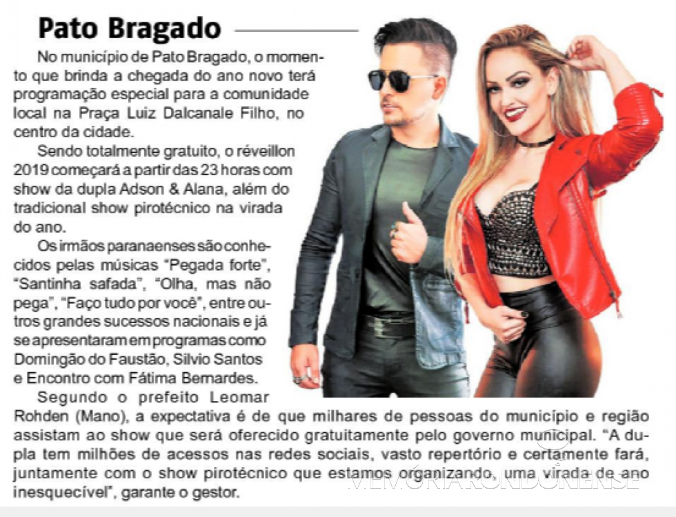 || Destaque do jornal O Presente ref. a programação de Final de Ano, na cidade de Pato Bragado.  - FOTO 16 -