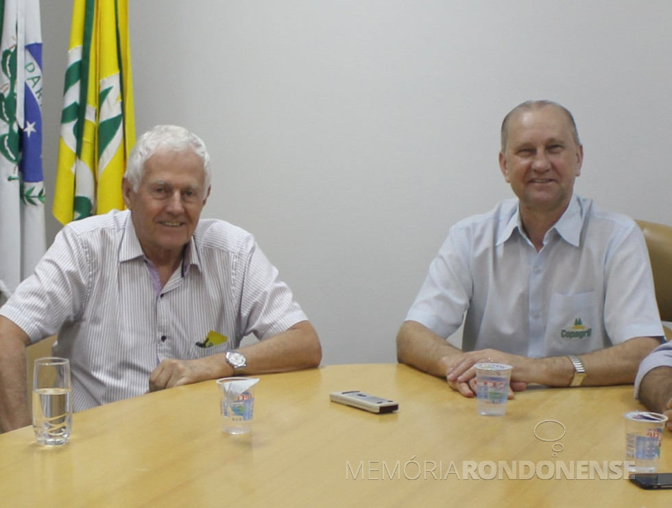|| Werner Tschoeke recepcionado pelo diretor-presidente da Copagril, Ricardo Silvio Chapla. 
Imagem: Acervo Imprensa Copagril - Crédito: Carina Ribeiro - FOTO 24 -