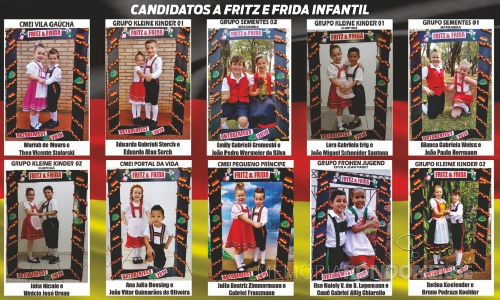|| Casais candidatos ao título de Fritz e Frida Infantil da Oktoberfest 2019 de Marechal Cândido Rondon .
Imagem: Acervo O Presente - FOTO  11 - 