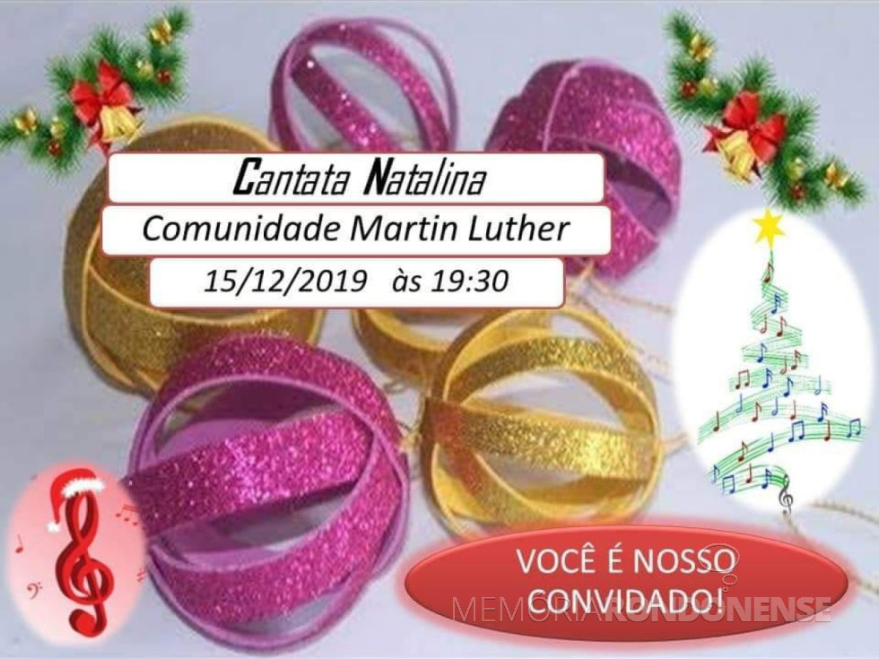 || Banner alusivo a Canta Natalina do Colégio Evangélico Martin Luther 2019.
Imagem: Acervo do Educandário. - FOTO 13 -