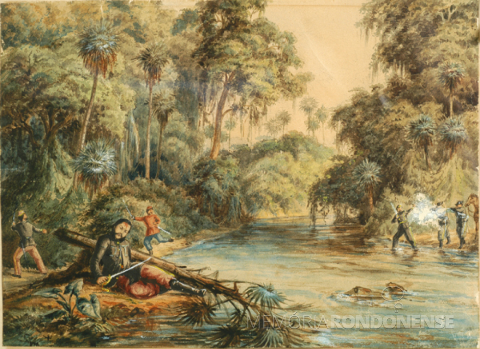 || Mandatário paraguaio Francisco Solano López mortalmente ferido às margens de um afluente do Rio Aquidabán. 
Imagem: Acervo TV Imperial - Arte de autor desconhecido - FOTO 4 -