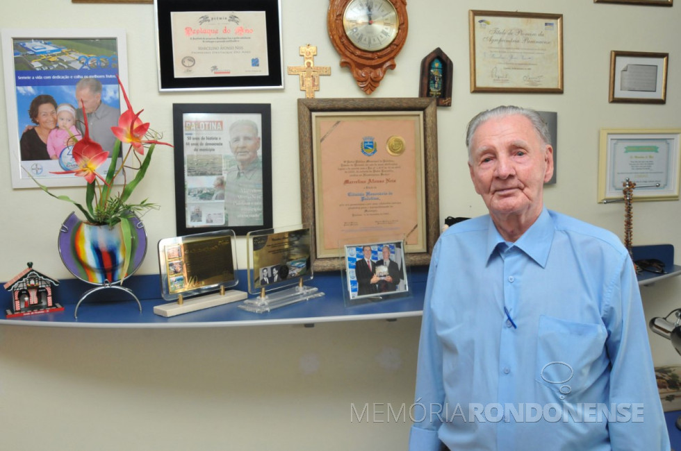 || Marcelino Afonso Neis, primeiro prefeito eleito da cidade de Palotina (PR), falecido no começo de março de 2020.
Imagem: Acervo C-Vale - FOTO 22 -