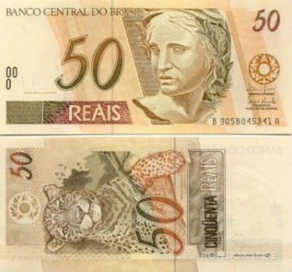 || Anverso e reverso da nota de 50 reais, lançada no começo de julho de 1994.
Imagem: Acervo Casa da Moeda do Brasil - FOTO 15 -