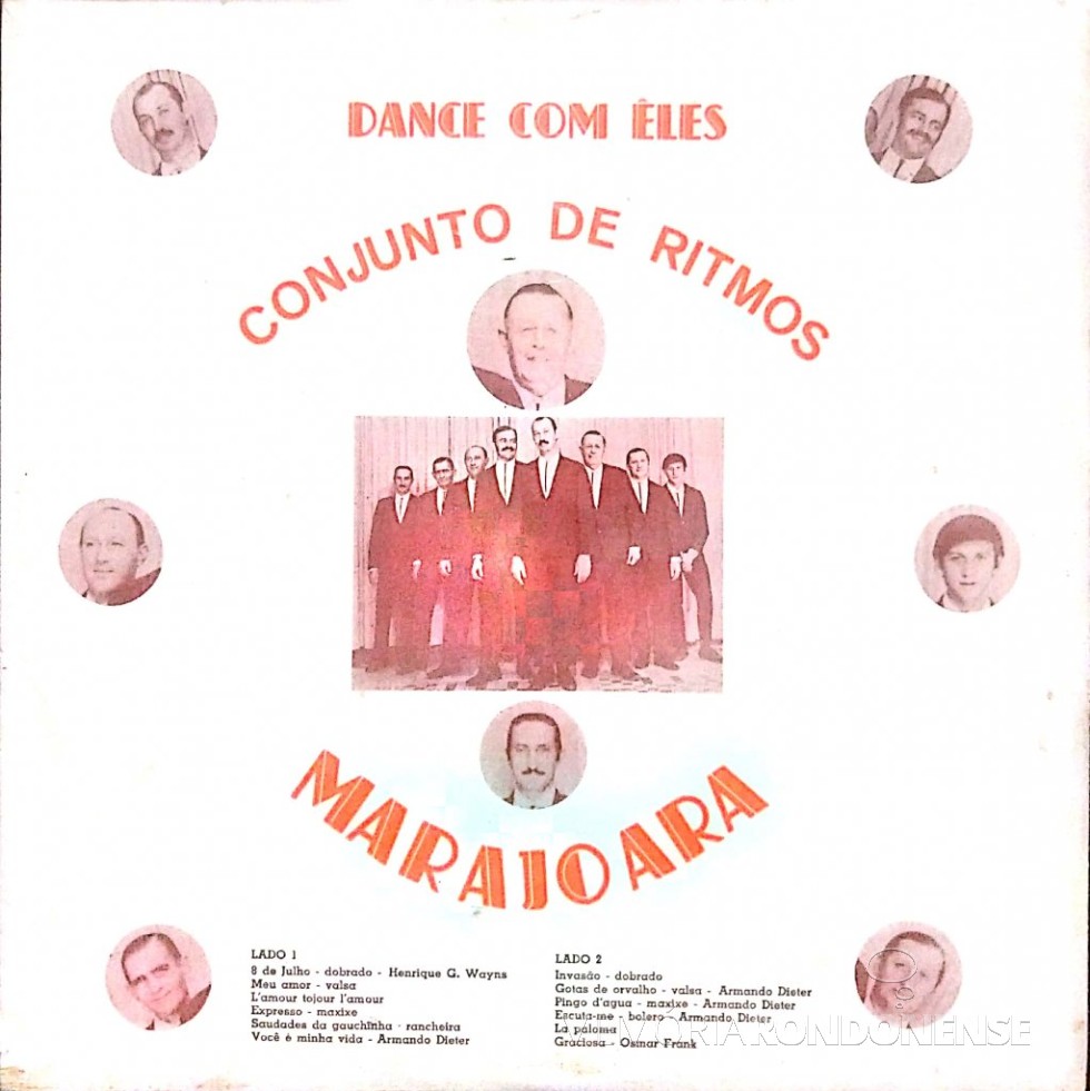 || Anverso do LP do Conjunto de Ritmos Marajoara, gravado em  outubro de 1970.
Imagem: Acervo Evandro Wayhs - FOTO 7 - 