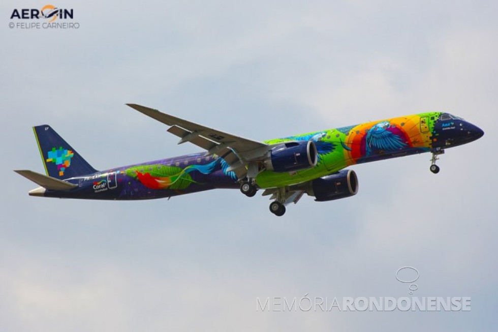 || Aeronave Ararinha Azul das Azul Linhas Aéreas, o avião com a maior variação de cores da América do Sul, lançado no começo de dezembro de 2020.
Imagem: Acervo Aeroflap - FOTO 19 -